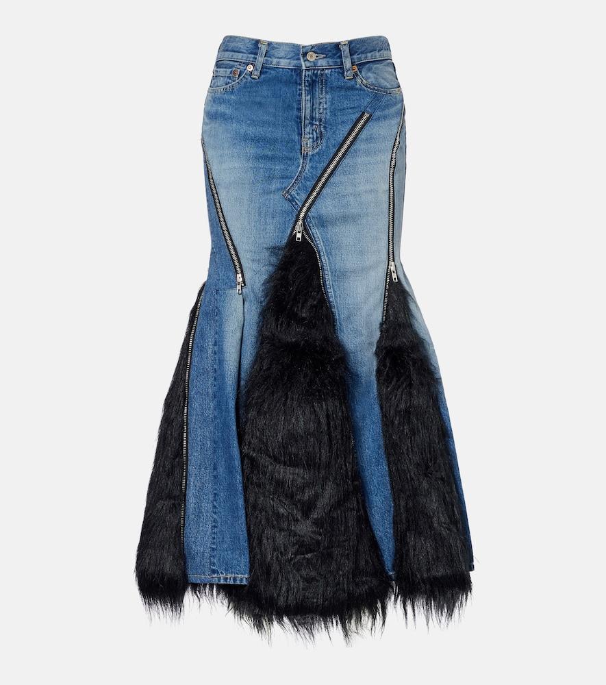 junya watanabe low-rise denim maxi skirt