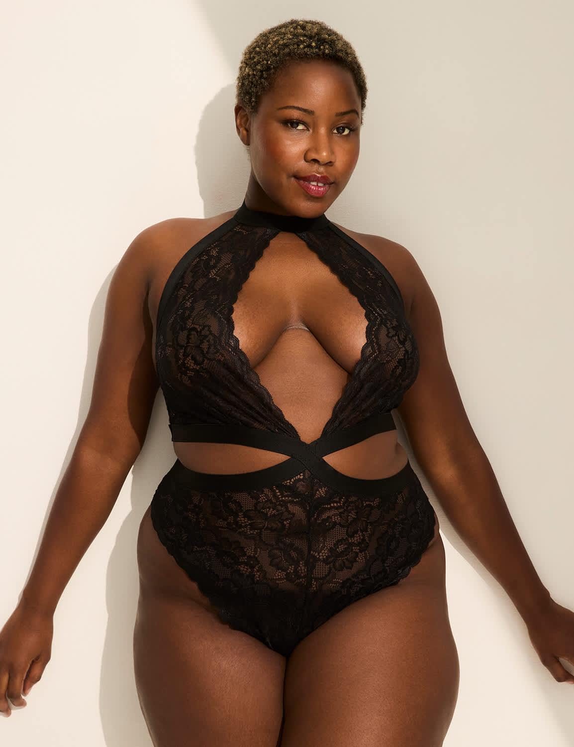 just sexy lingerie lace halter-neck bodysuit