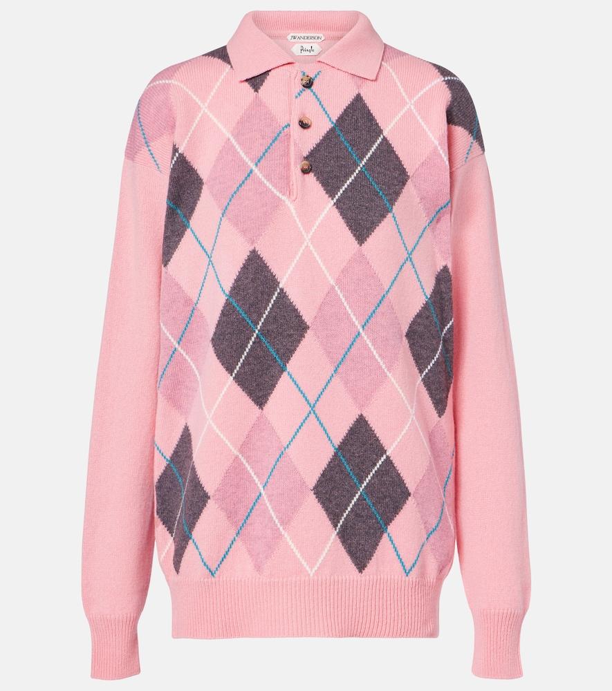 jw anderson argyle wool polo sweater