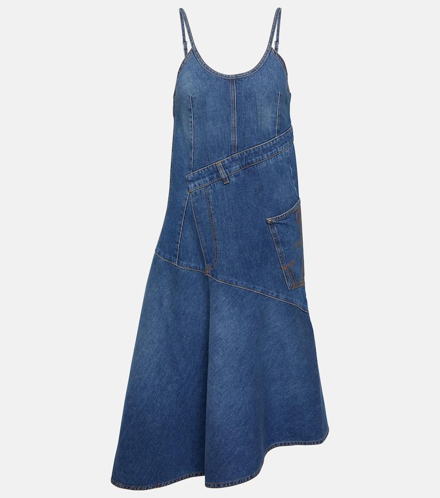 jw anderson asymmetric denim midi dress