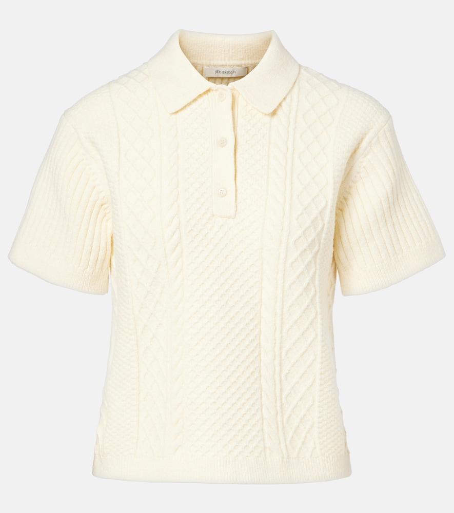 jw anderson cable-knit wool and cotton-blend polo shirt