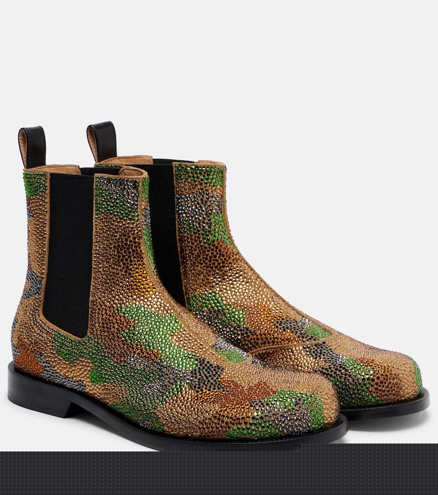 jw anderson camouflage embellished suede chelsea boots