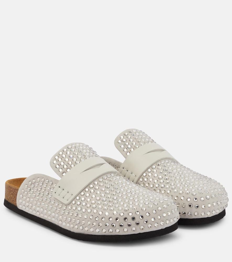 jw anderson crystal-embellished suede slippers