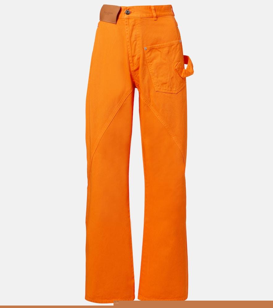 jw anderson embroidered high-rise straight jeans