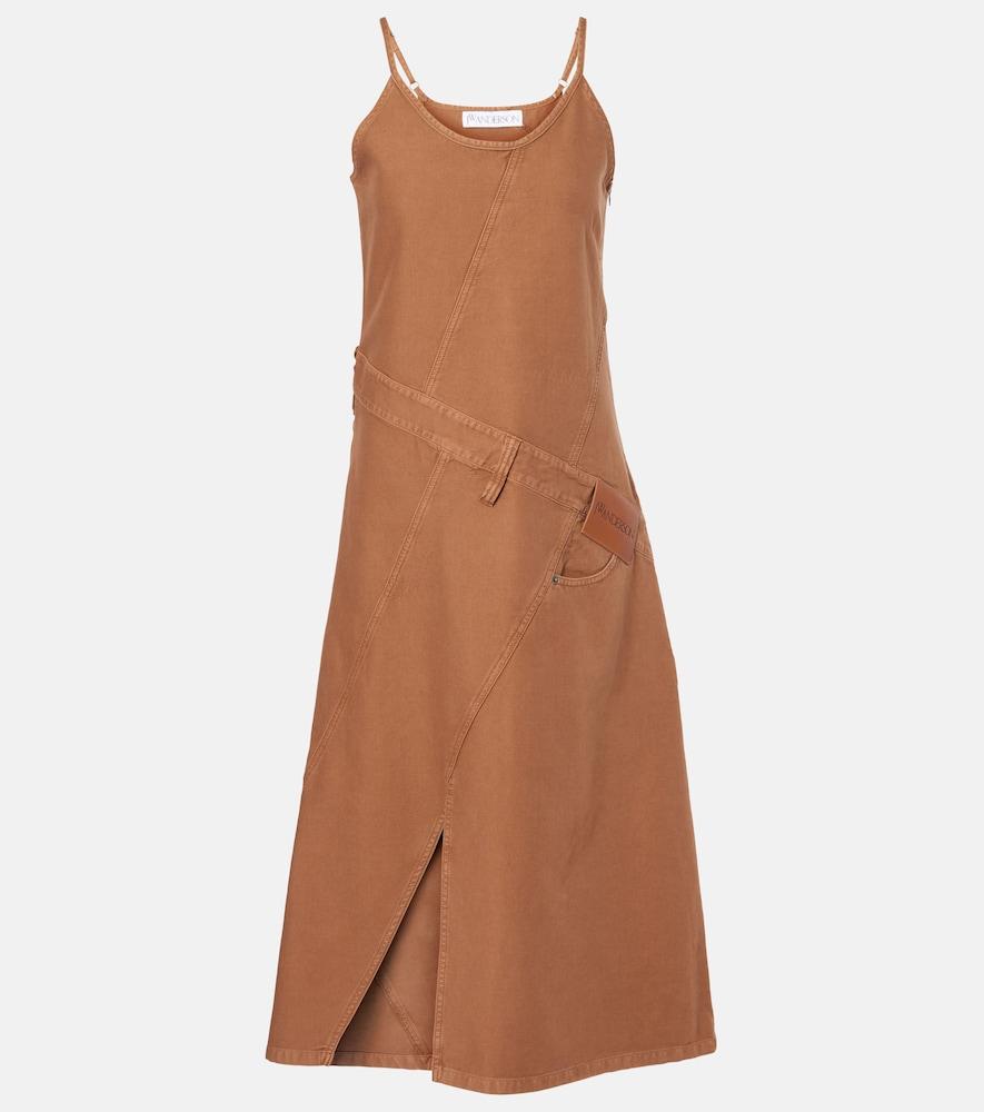 jw anderson logo asymmetric cotton midi dress