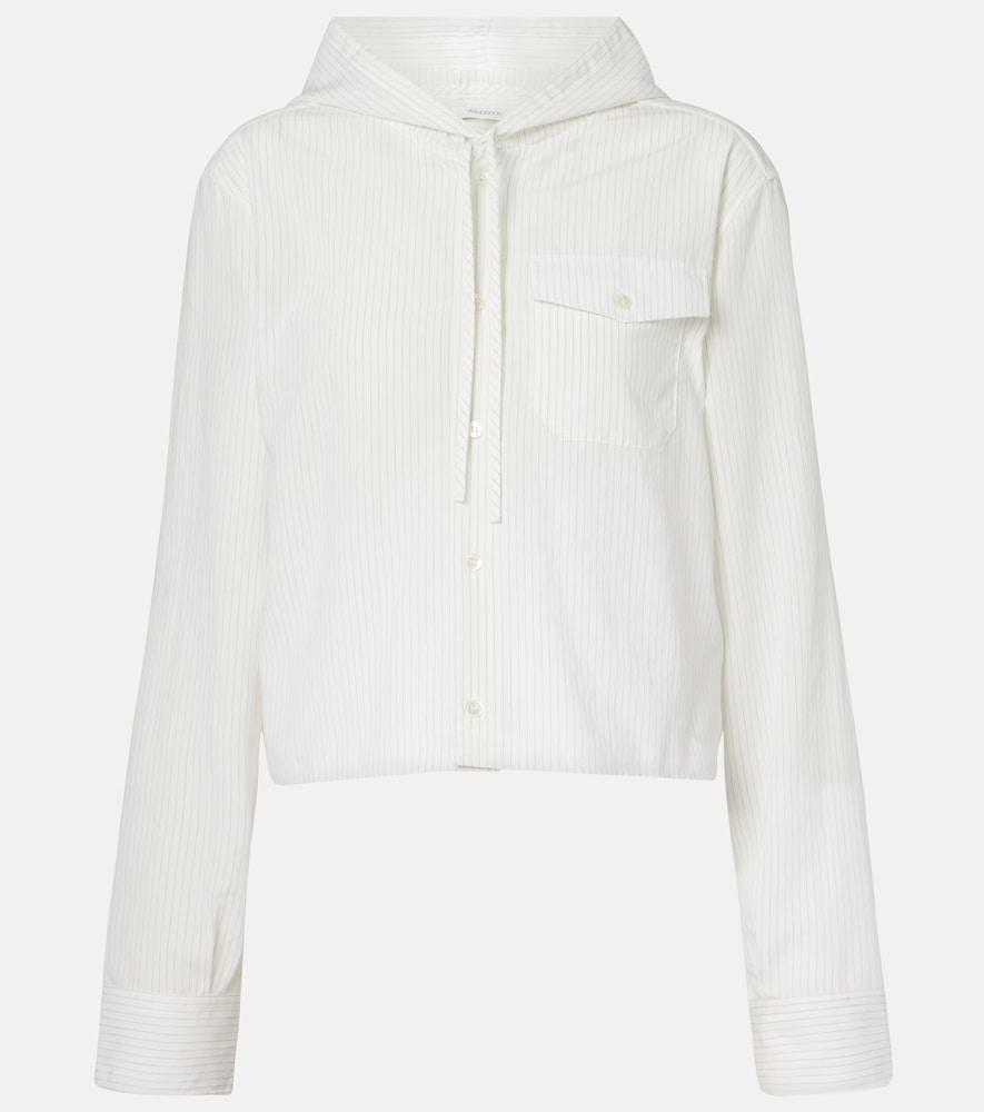 jw anderson pinstripe cropped hooded shirt
