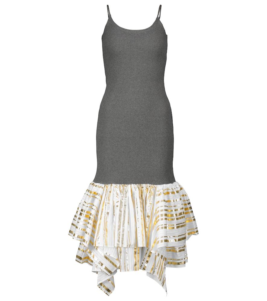 jw anderson ribbed-knit cotton and satin midi dress
