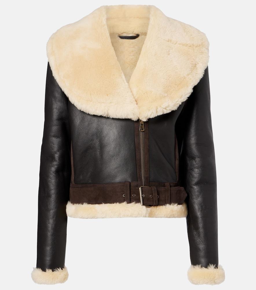 jw anderson shearling-trimmed leather jacket