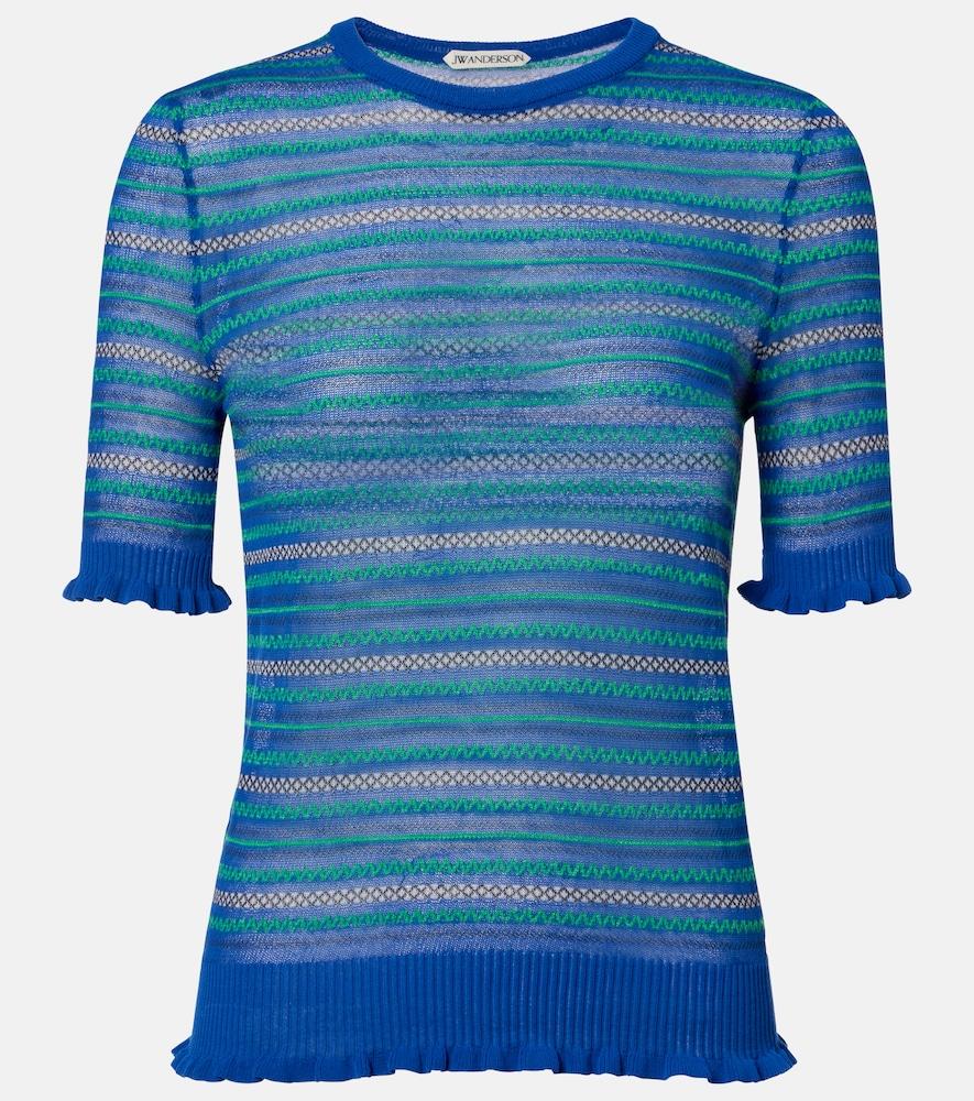 jw anderson striped cotton-blend t-shirt