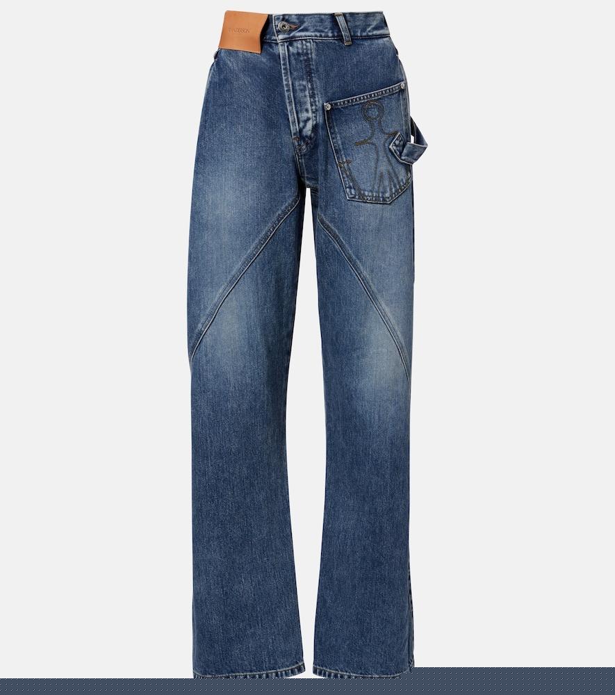 jw anderson twisted embroidered straight jeans