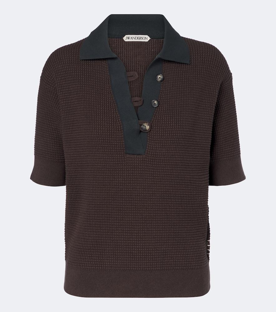 jw anderson waffle-knit cotton and cashmere-blend polo shirt
