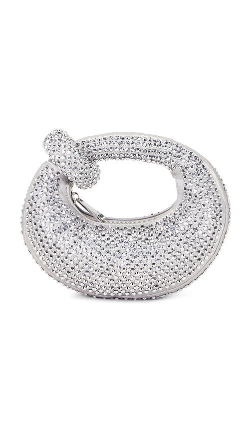 jw pei abacus artificial crystal mini bag in metallic silver.