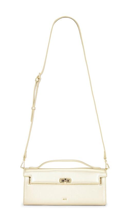 jw pei bria structured top handle bag in metallic gold.