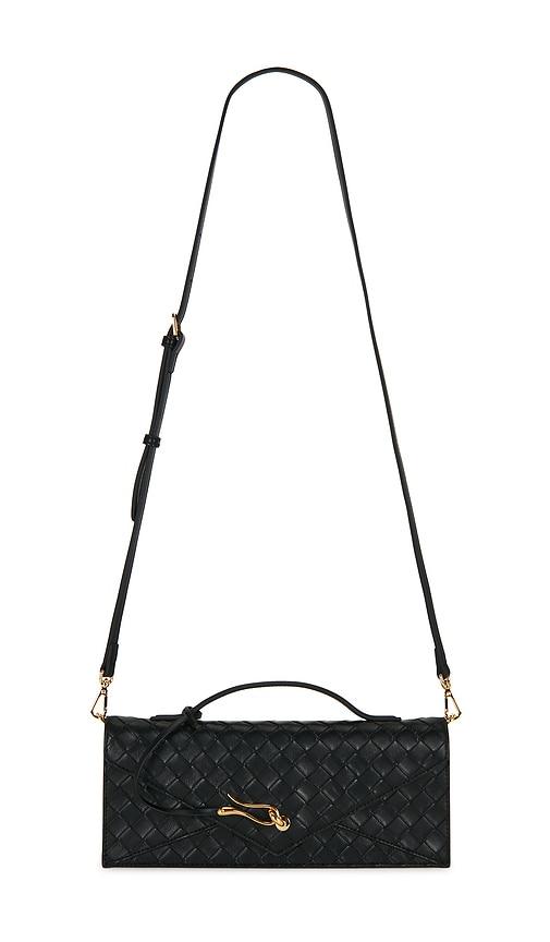 jw pei celeste woven textured envelope top handle bag in black.