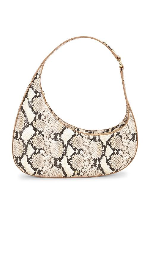 jw pei harlee snake embossed shoulder bag in brown.