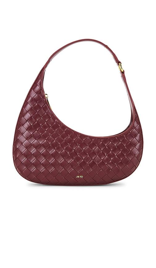 jw pei harlee weave texture shoulder bag in burgundy.