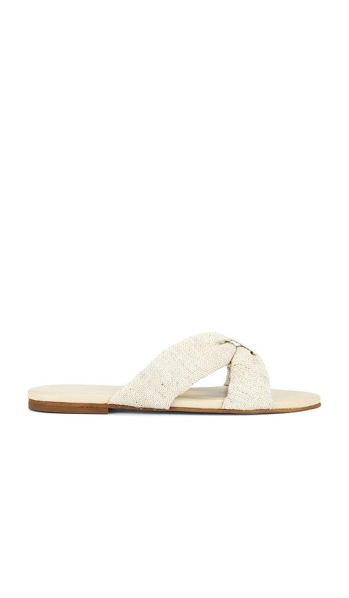 kaanas banha chunky criss cross linen sandal in cream. - size 10 (also in 9)