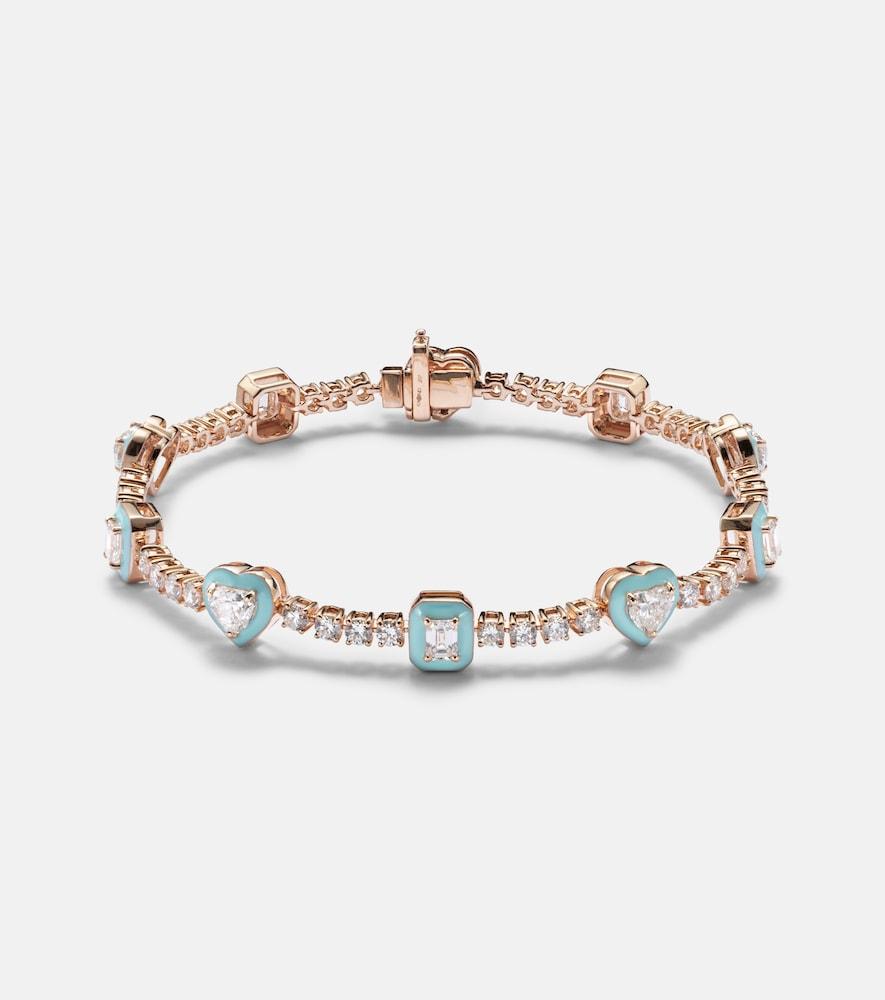 kamyen 18kt rose gold and enamel bracelet with diamonds
