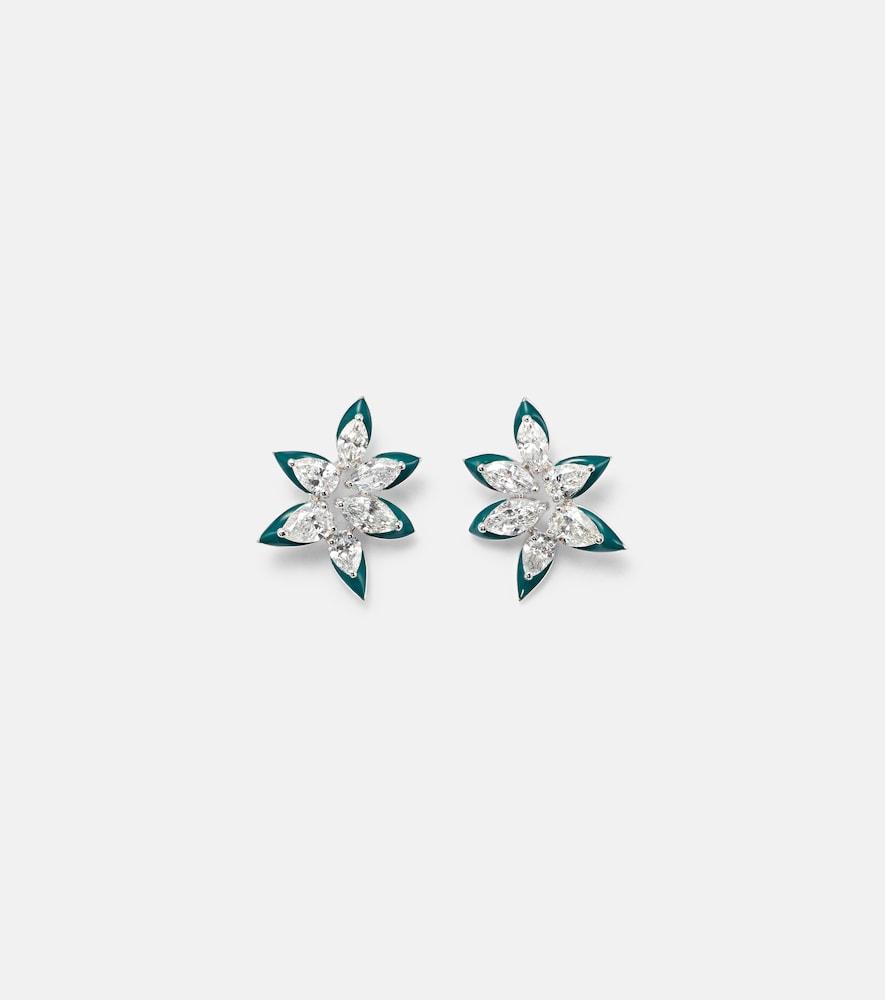 kamyen 18kt white gold and enamel earrings with diamonds