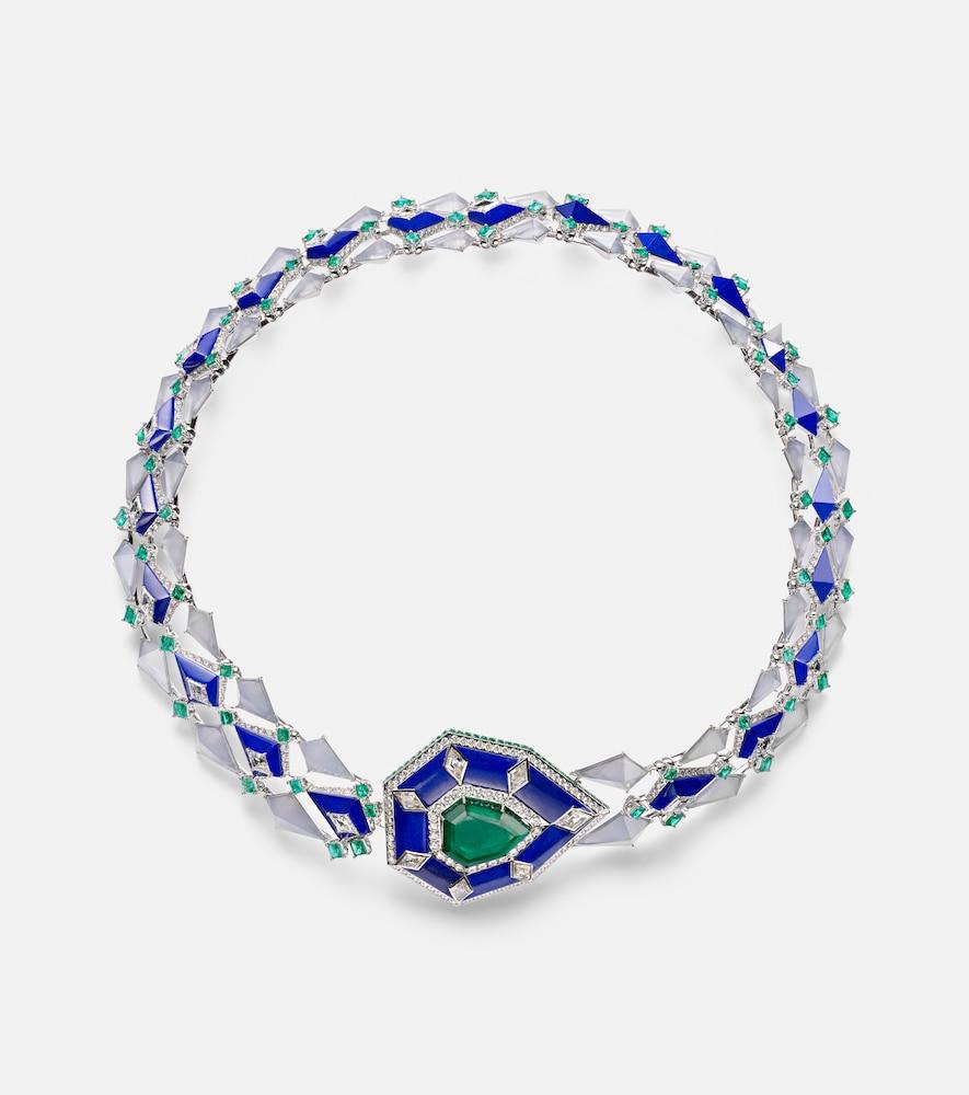 kamyen 18kt white gold necklace with gemstones
