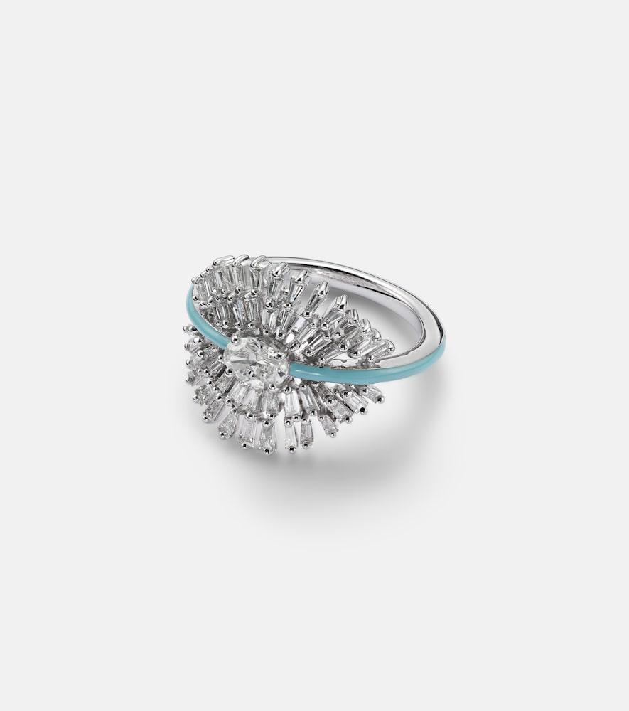 kamyen 18kt white gold pinky ring with diamonds