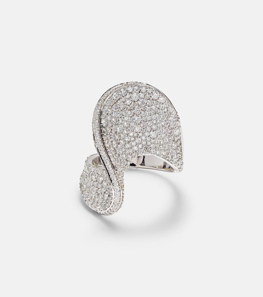 kamyen 18kt white gold ring with diamonds