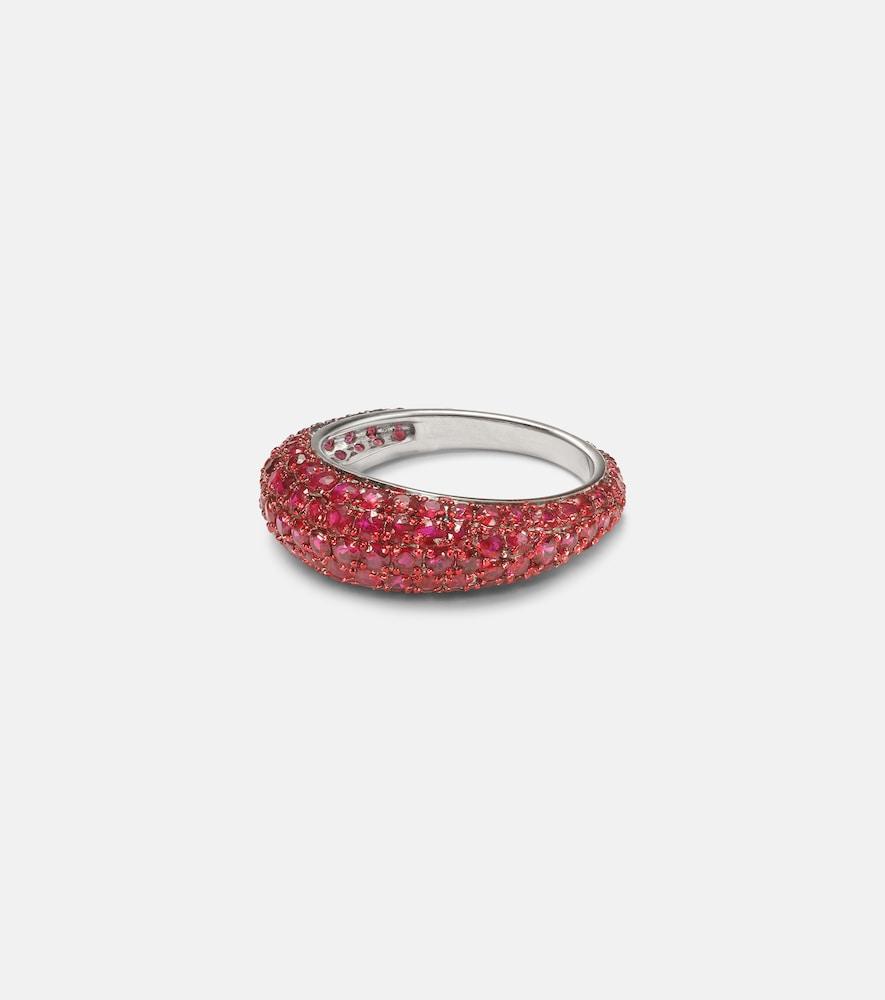 kamyen disco 18kt white gold ring with rubies