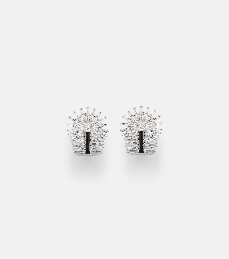 kamyen eyelash 18kt white gold earrings with diamonds