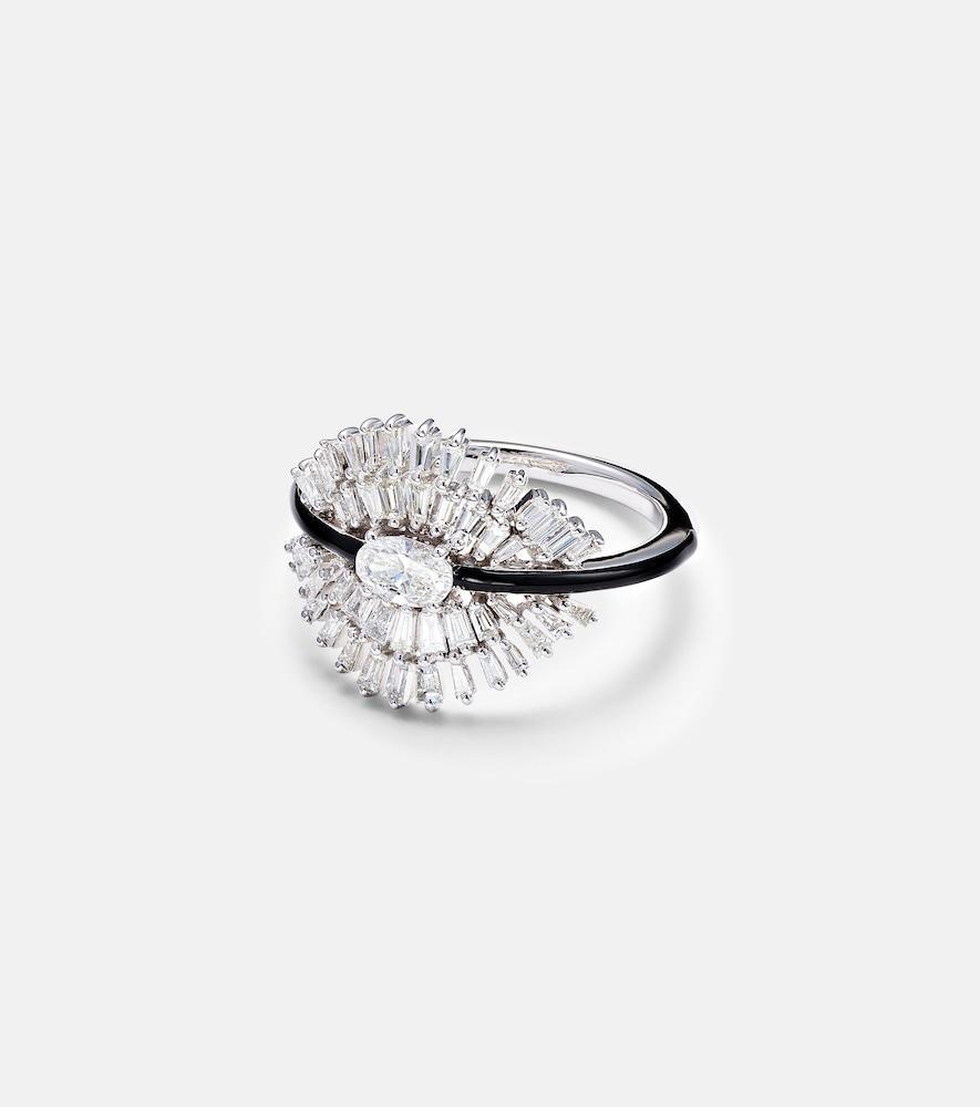 kamyen eyelash 18kt white gold pinky ring with diamonds