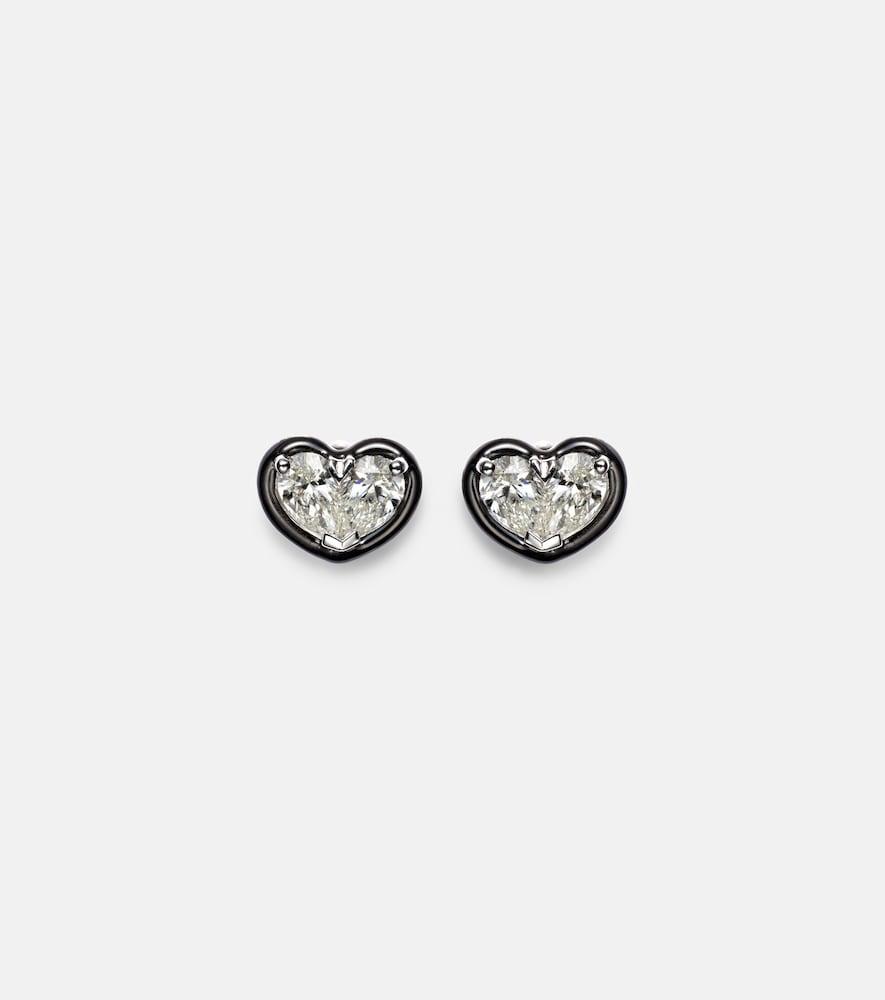 kamyen heartbeats 18kt white gold and enamel earrings with diamonds
