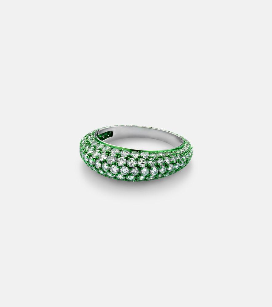 kamyen lime disco 18kt white gold ring with diamonds