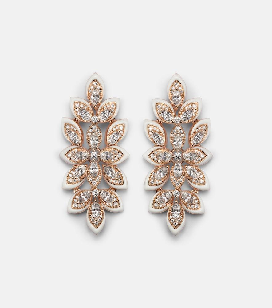 kamyen lotus 18kt rose gold earrings with diamonds