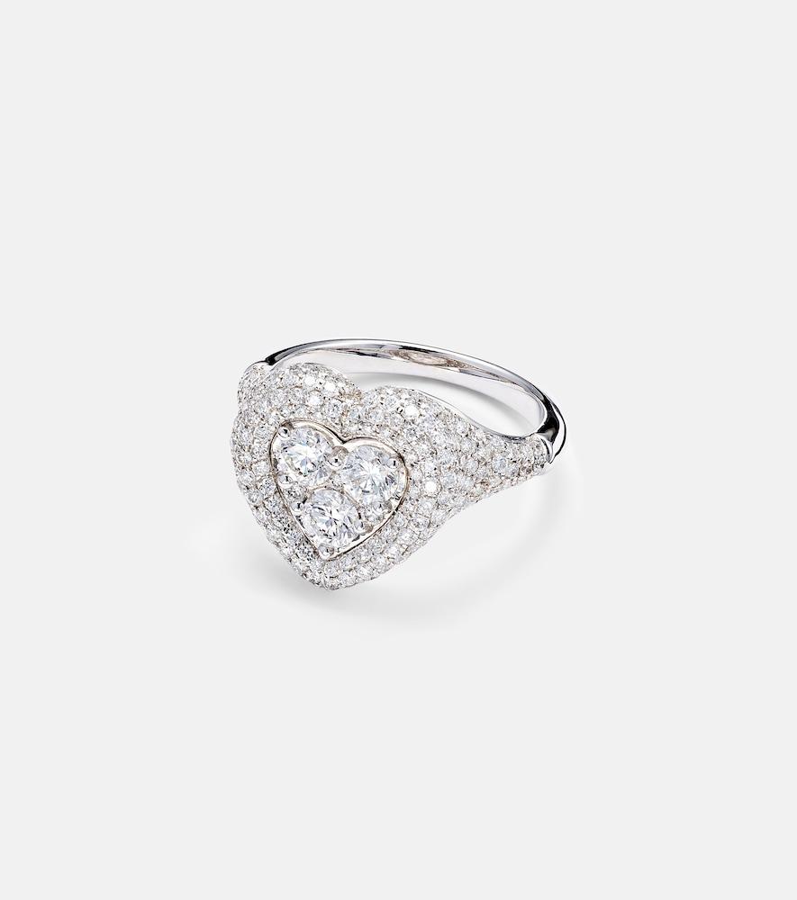 kamyen manaal 18kt white gold pinky ring with diamonds