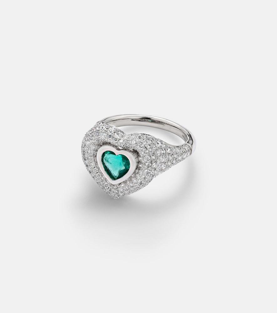kamyen manaal 2.0 heart pinky 18kt white gold ring with tanzanite and diamonds
