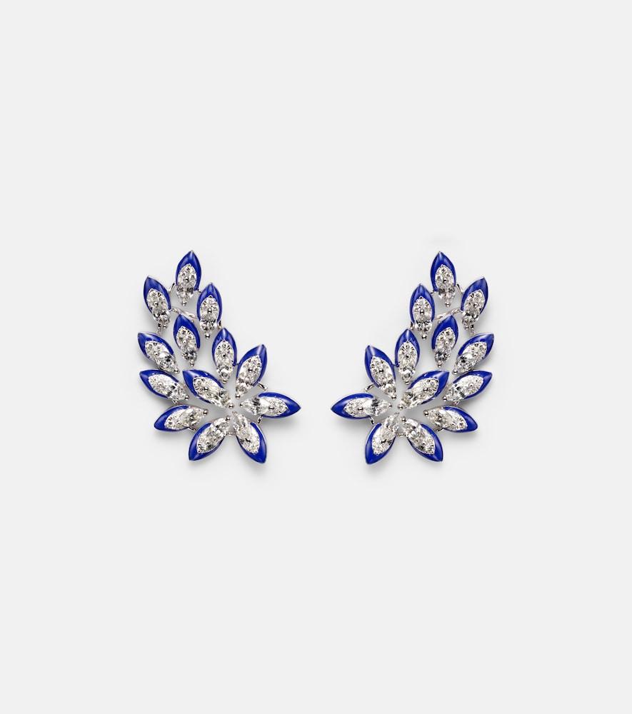 kamyen petal 18kt white gold earrings with diamonds