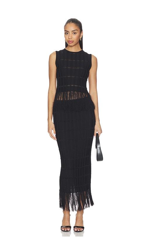 karina grimaldi aria fringe knit set in black. - size s (also in xs)