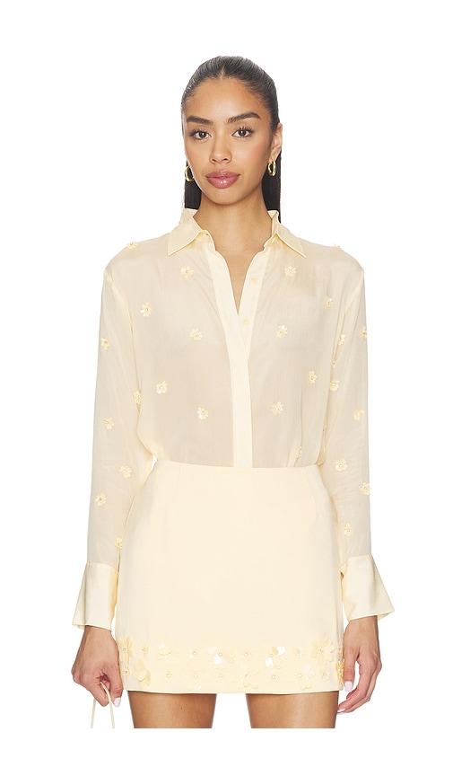 karina grimaldi ayla embroidered shirt in yellow. - size l (also in xs, s, m)