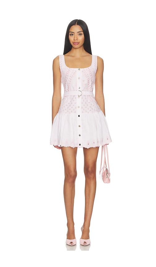 karina grimaldi penelope embroidered mini dress in pink. - size s (also in xs)
