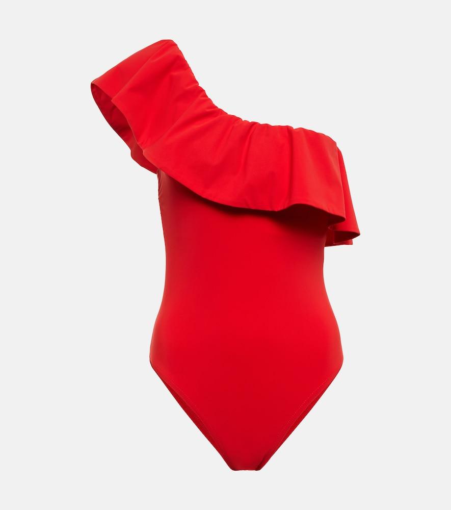 karla colletto ruffle-trimmed one-shoulder swimsuit