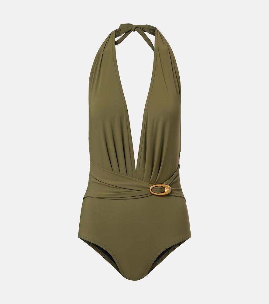 karla colletto solid embellished swimsuit