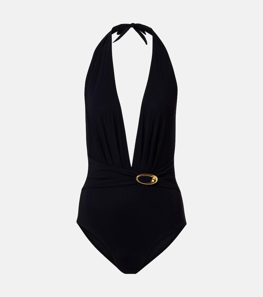 karla colletto solid embellished swimsuit