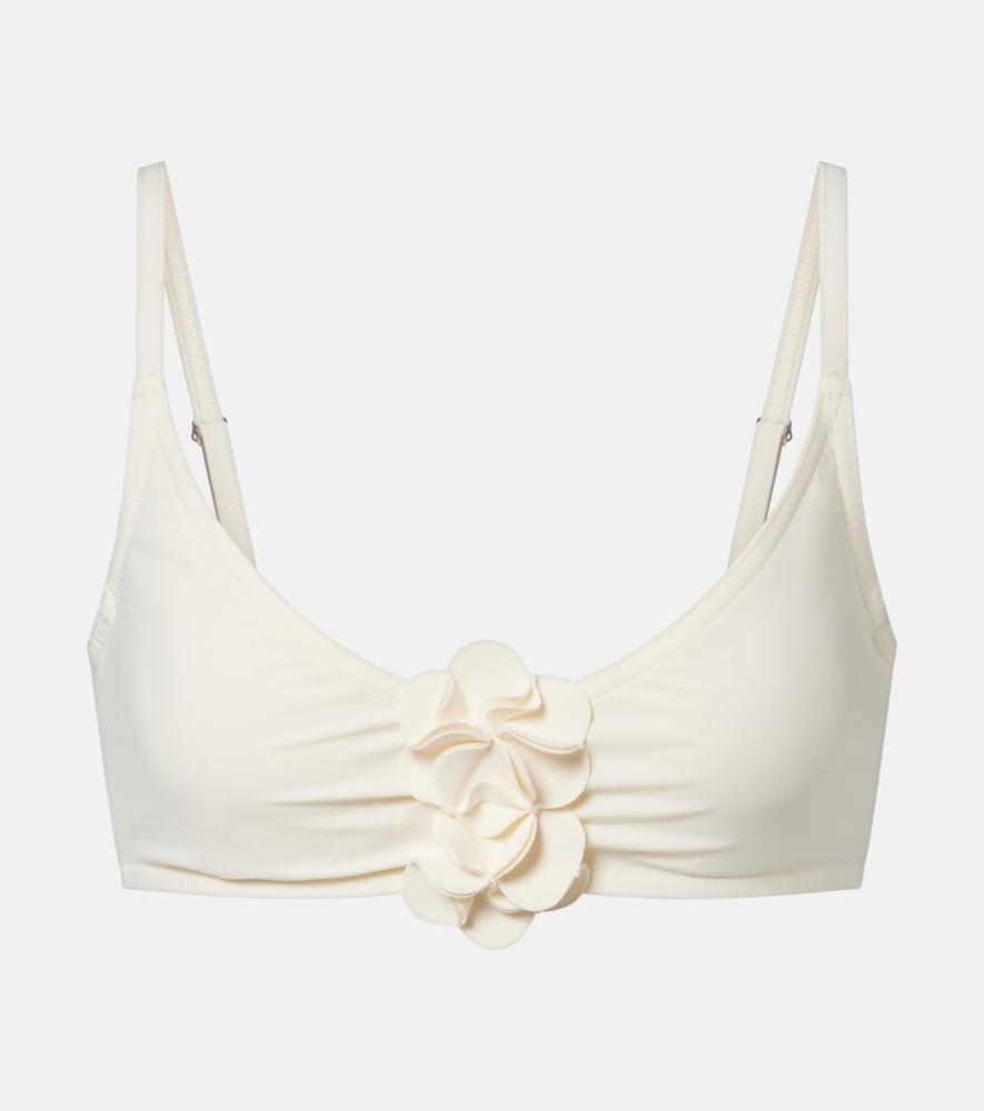 karla colletto tess floral-appliqué bikini top