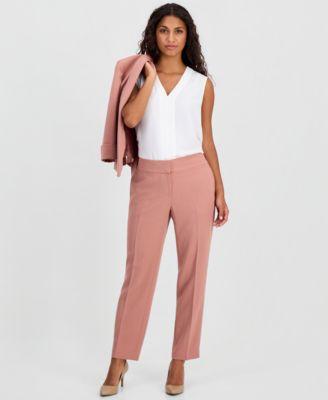 kasper petite shawl collar open front jacket mid rise straight leg pants