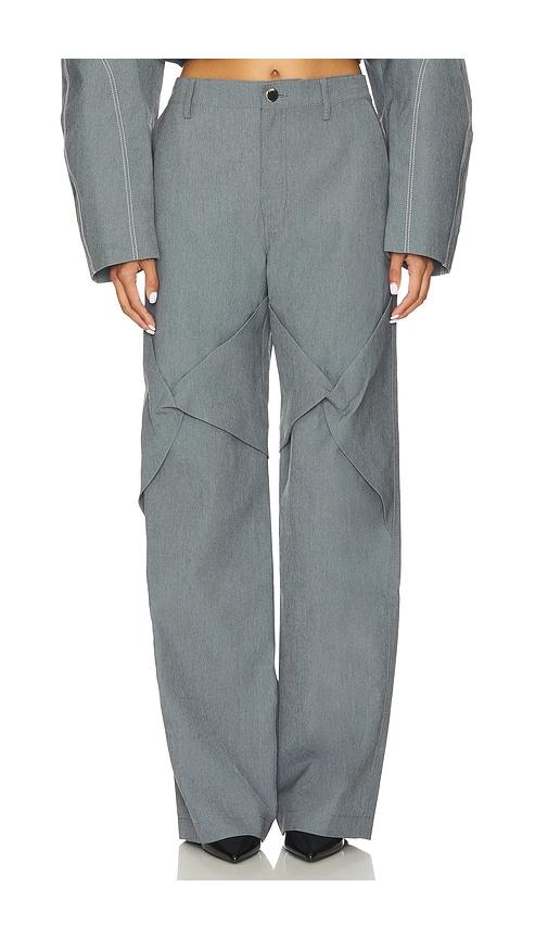 kate barton draped specialty denim trouser in blue. - size 2 (also in 6)