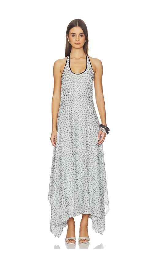 kate barton halterneck handkerchief dress in light grey. - size s (also in xs)