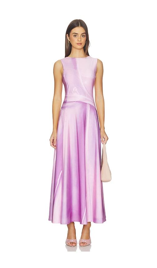 kate barton illusion print kate liquid maxi dress in pink. - size m (also in xs)