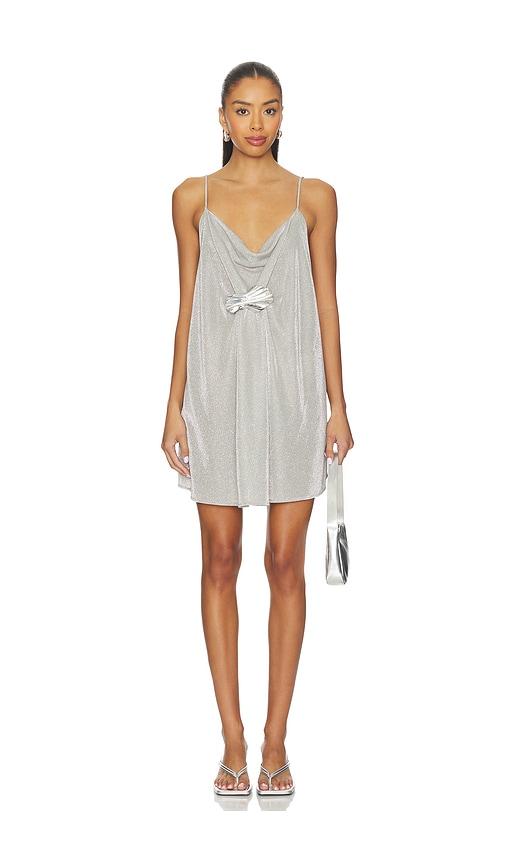 kate barton peyton cowl neck mini dress in metallic silver, grey. - size m/l (also in s/m)