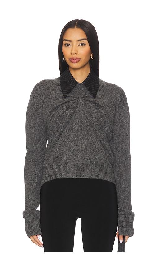 kate barton pinched crewneck sweater with collar in grey. - size s/m (also in xs/s)