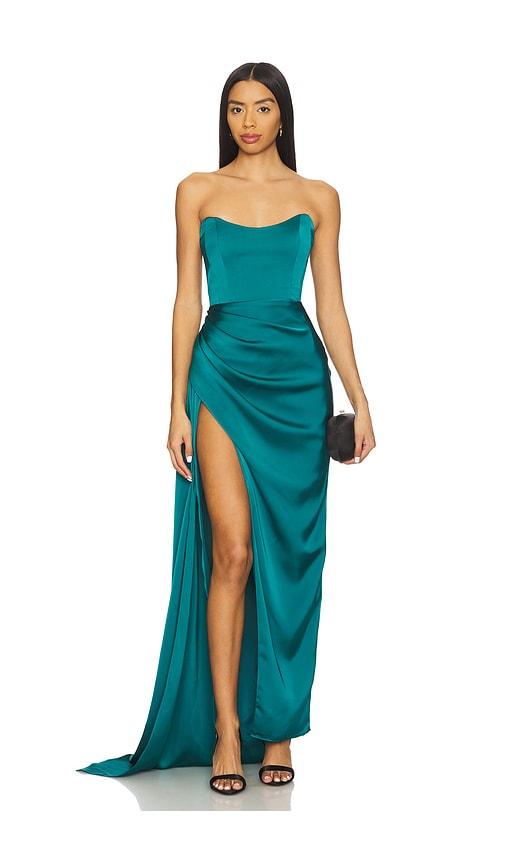 katie may bita gown in teal. - size m (also in s, xs, xxs)