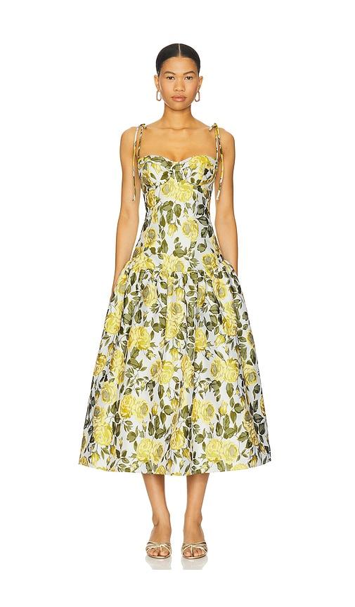 katie may dee midi dress in olive,yellow. - size m (also in s)